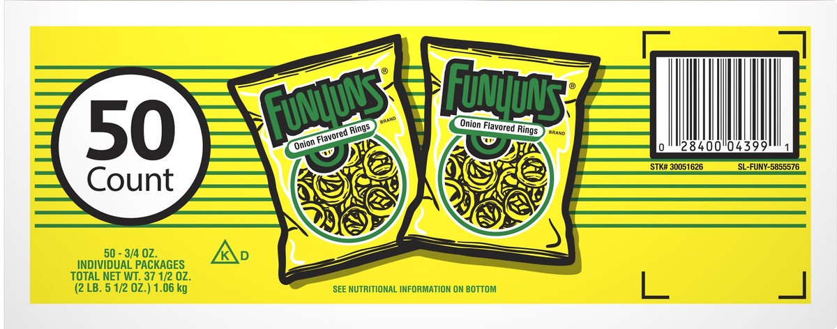 slide 5 of 9, Funyuns Rings, Onion Flavored, 50 ct
