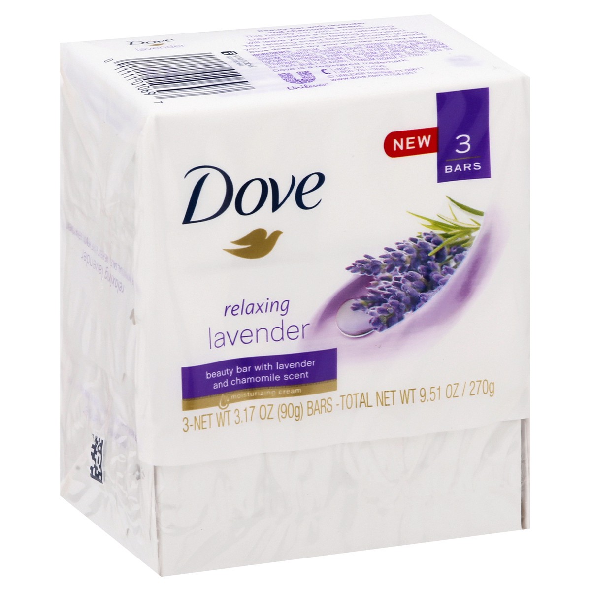 slide 8 of 9, Dove Beauty Bar Gentle Skin Cleanser Relaxing Lavender, 3.17 oz, 3 Bars, 3 ct