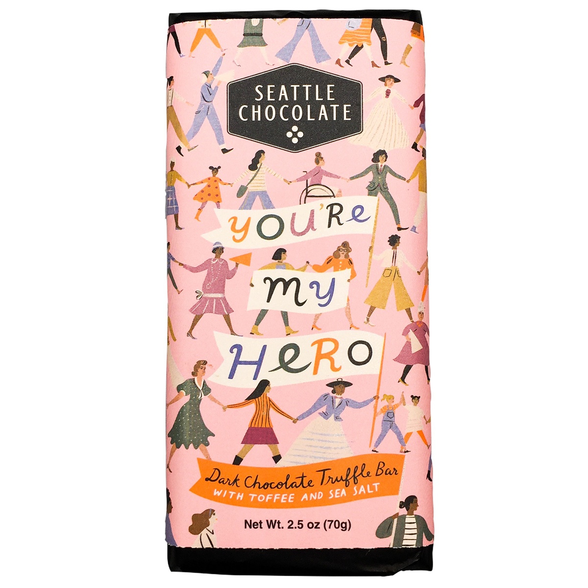 slide 1 of 1, Seattle Chocolate You're My Hero Truffle Bar With Toffee, 2.5 oz