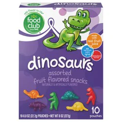 Food Club Dinosaurs Assorted Fruit Flavored Snacks 10 ct