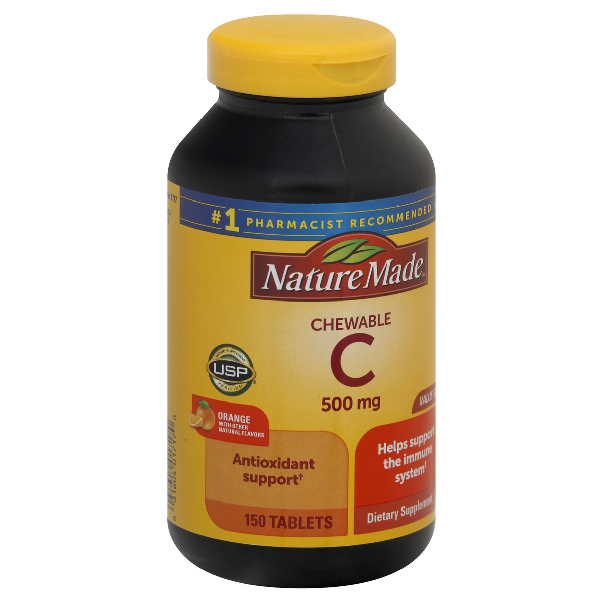 slide 3 of 9, Nature Made Chewable Vitamin C 500 mg, Dietary Supplement for Immune Support, 150 Tablets, 150 Day Supply, 150 ct