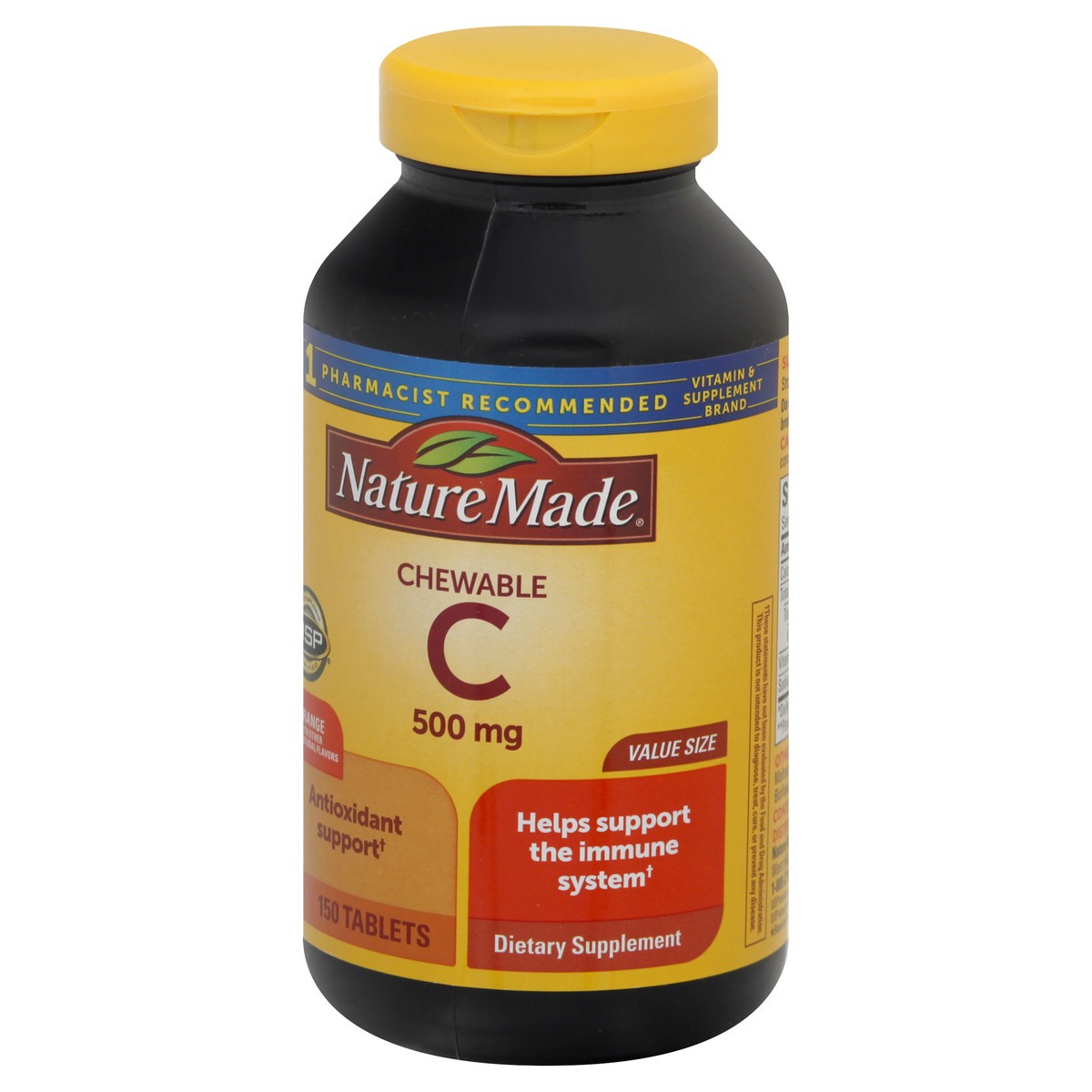 slide 3 of 9, Nature Made Chewable Vitamin C 500 mg, Dietary Supplement for Immune Support, 150 Tablets, 150 Day Supply, 150 ct