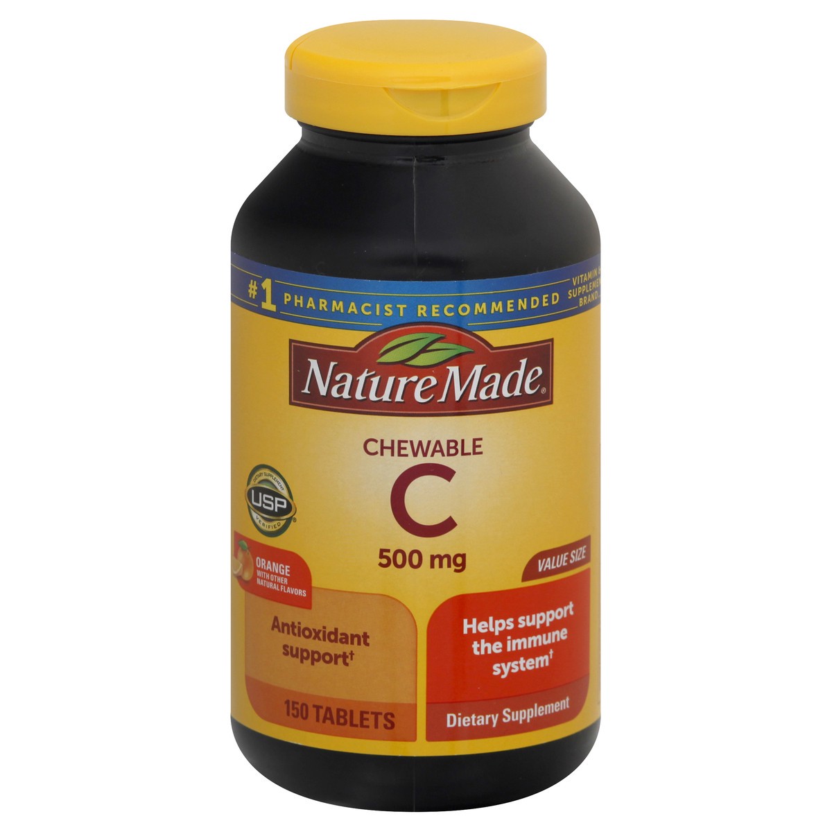 slide 1 of 9, Nature Made Chewable Vitamin C 500 mg, Dietary Supplement for Immune Support, 150 Tablets, 150 Day Supply, 150 ct