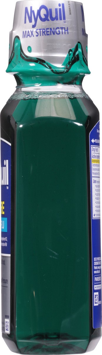 slide 7 of 9, Vicks NyQuil SEVERE Cold & Flu Relief Liquid Over-the-Counter Medicine, Powerful, Multi-Symptom Nighttime Relief for Headache, Fever, Sore Throat, Minor Aches and Pains, Nasal Congestion, Sinus Pressure, Sneezing, Runny Nose, and Cough, 12 FL OZ, 12 fl oz