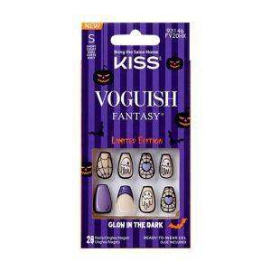 slide 1 of 1, KISS Voguish Fantasy Freak Show Halloween Nails, Purple, Medium Coffin Shape, 28 Ct., 28 ct
