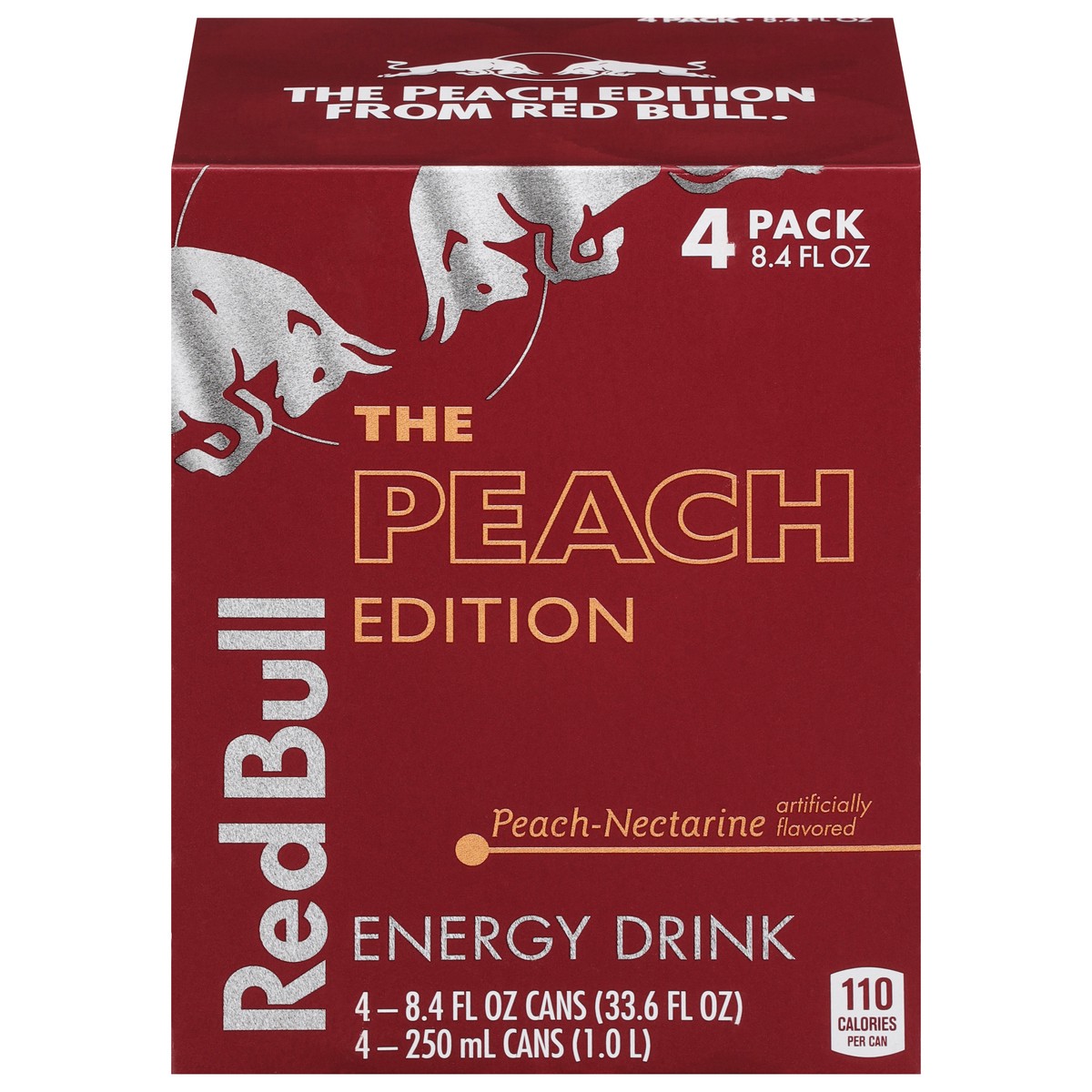 slide 1 of 9, Red Bull Peach - 4 ct, 4 ct