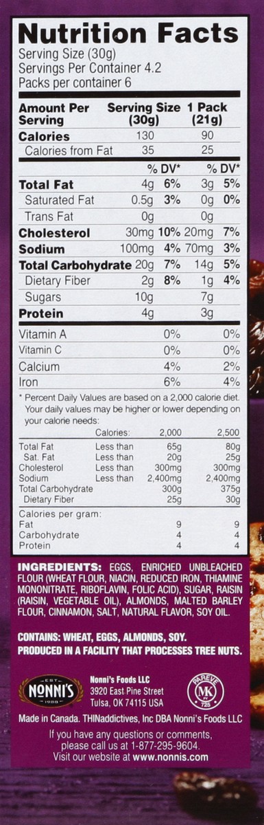 slide 3 of 6, Nonni's THINaddictives Cinnamon Raisin Almond Thin Cookies, 6 ct; 4.4 oz