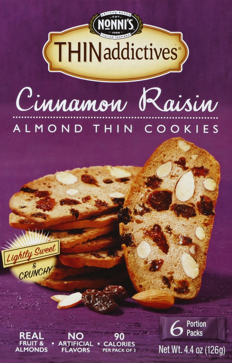 slide 5 of 6, Nonni's THINaddictives Cinnamon Raisin Almond Thin Cookies, 6 ct; 4.4 oz