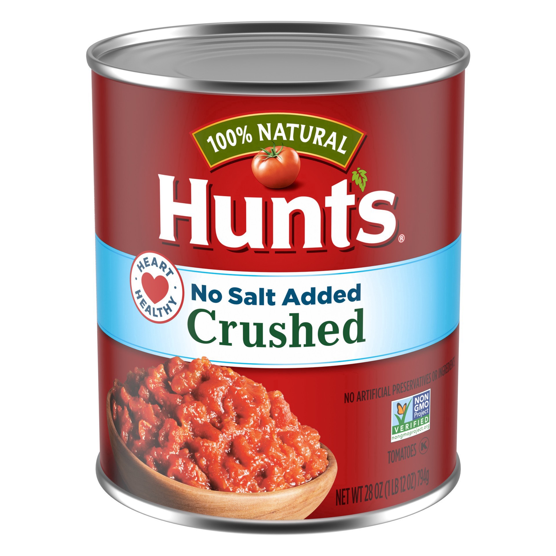 slide 1 of 1, Hunt's Crushed Tomatoes 100% Natural With No Salt Added, 28 oz
