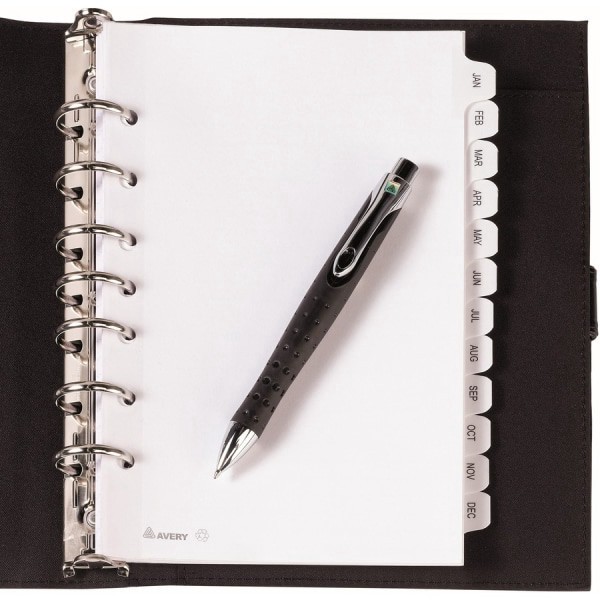 slide 2 of 5, Avery Small Preprinted Dividers, 5 1/2 x 8 1/2, White, Jan.-Dec, 1/2 gal