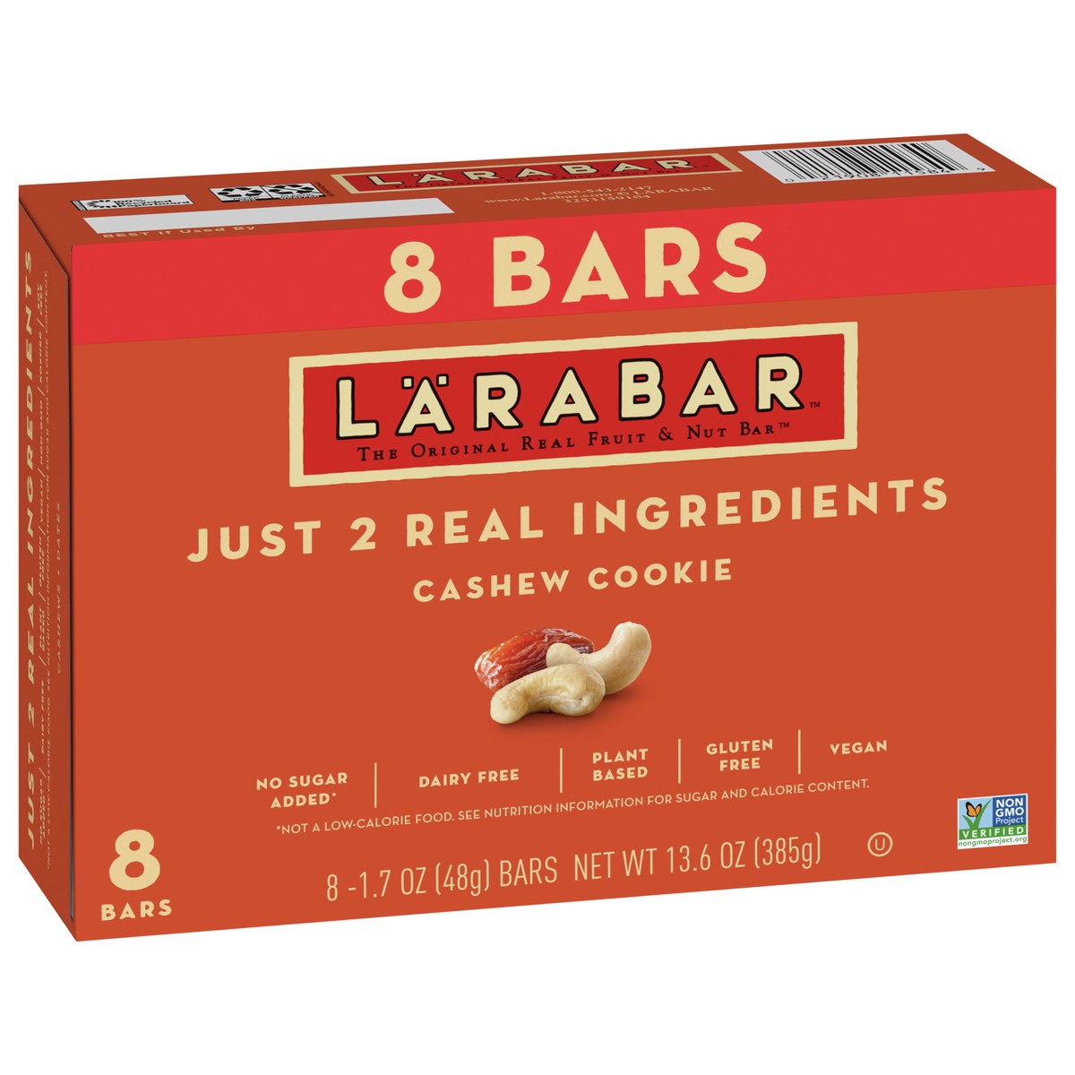slide 11 of 12, LÄRABAR Cashew Cookie, Gluten Free Vegan Fruit & Nut Bar, 1.7 oz Bars, 8 Ct, 8 ct