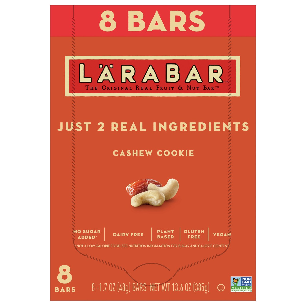 slide 1 of 12, LÄRABAR Cashew Cookie, Gluten Free Vegan Fruit & Nut Bar, 1.7 oz Bars, 8 Ct, 8 ct