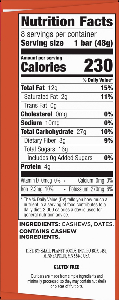 slide 2 of 12, LÄRABAR Cashew Cookie, Gluten Free Vegan Fruit & Nut Bar, 1.7 oz Bars, 8 Ct, 8 ct