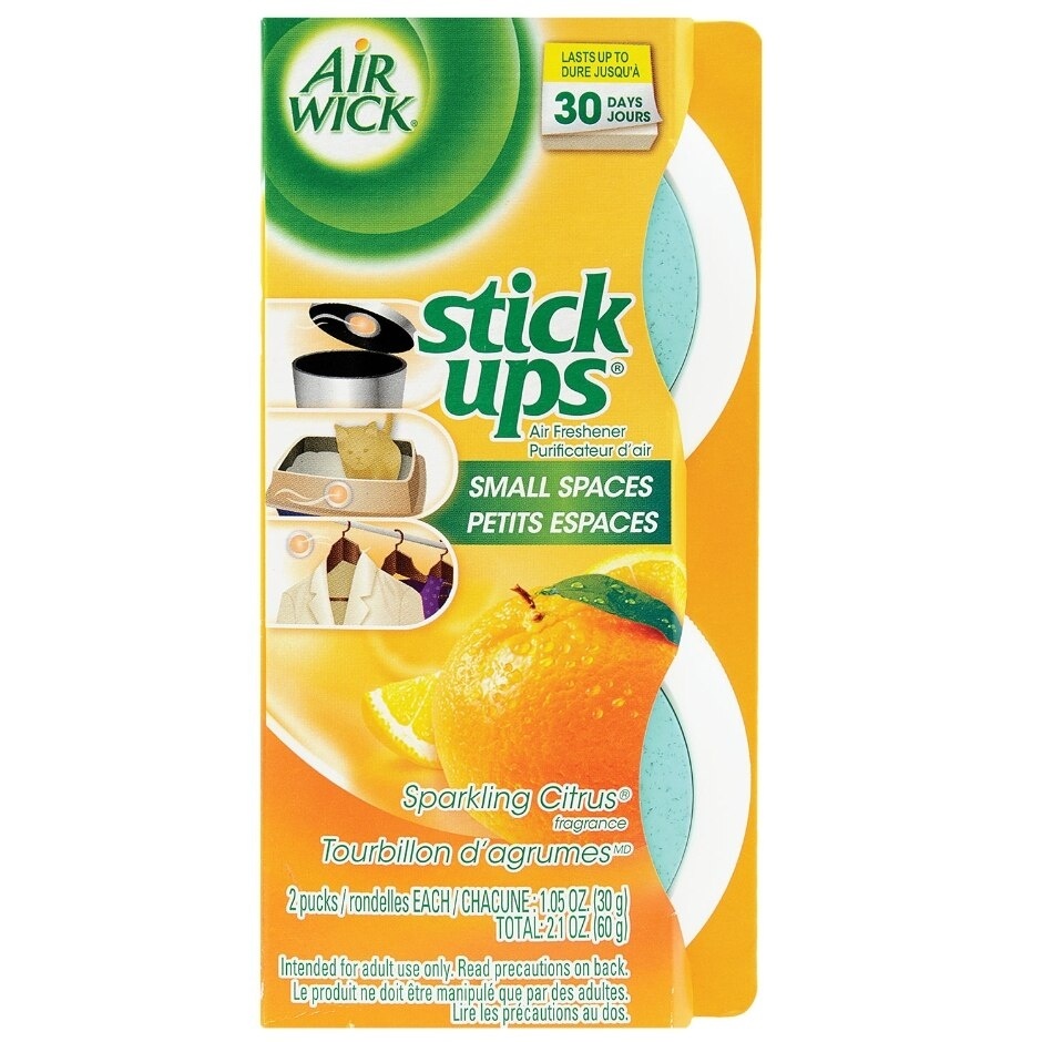 slide 1 of 1, Air Wick Stick Ups Air Freshener For Small Spaces Sparkling Citrus Fragrance, 2 ct