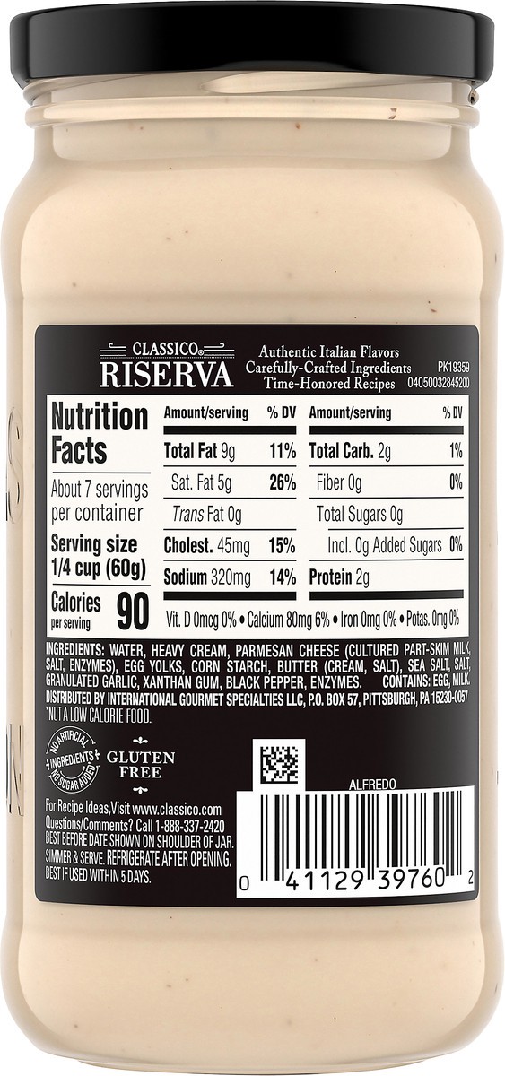 slide 2 of 14, Classico Riserva Alfredo Pasta Sauce, 15 oz Jar, 15 oz