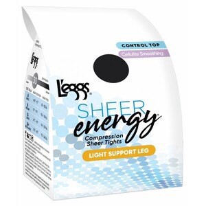 slide 1 of 1, L'Eggs Sheer Energy Light Support Anti-Cellulite Control Top Pantyhose, Jet Black, Size Q+, 1 ct
