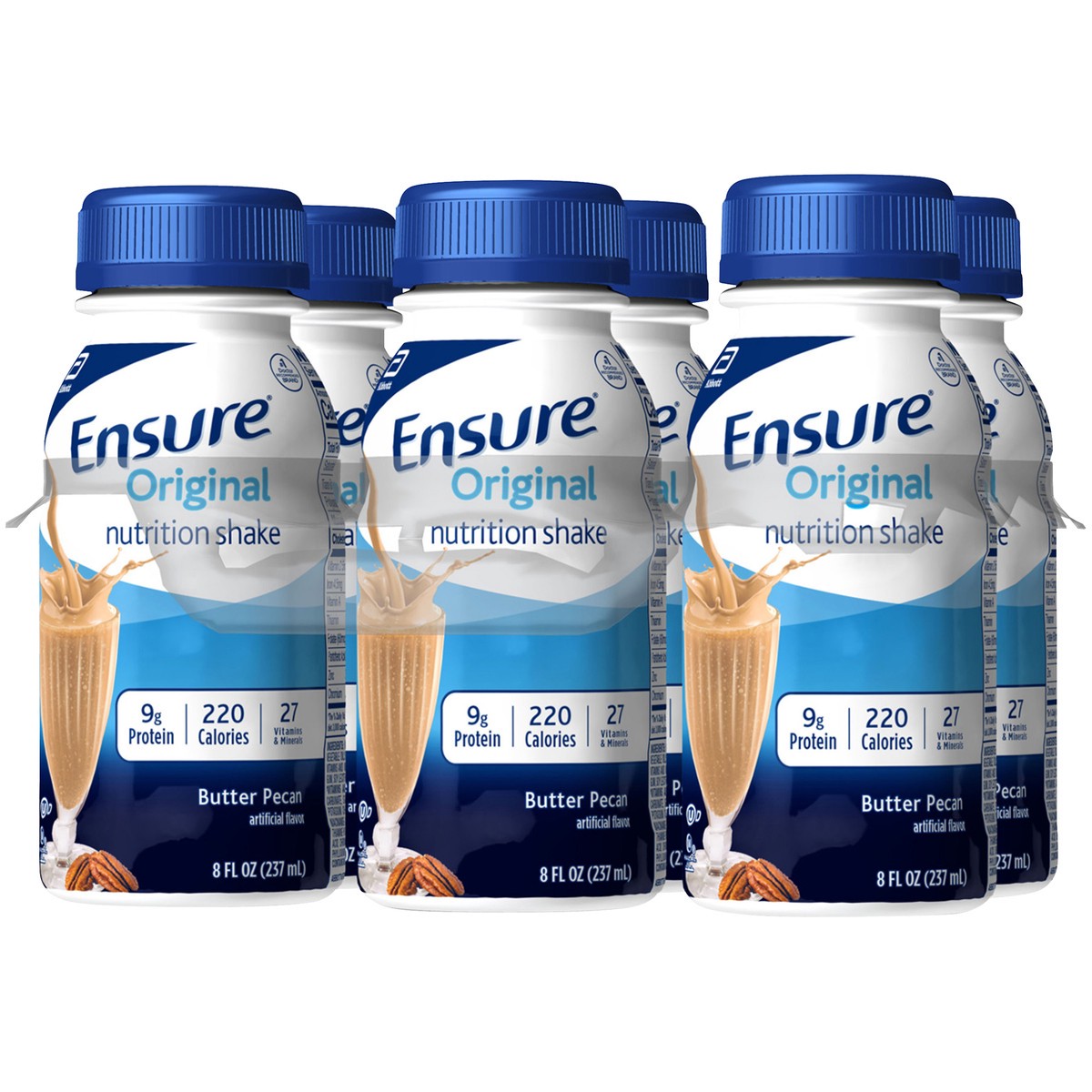 slide 7 of 8, Ensure Original Nutrition Shake with 9 grams of protein, Meal Replacement Shakes, Butter Pecan, 8 fl oz, 6 Count, 48 fl oz
