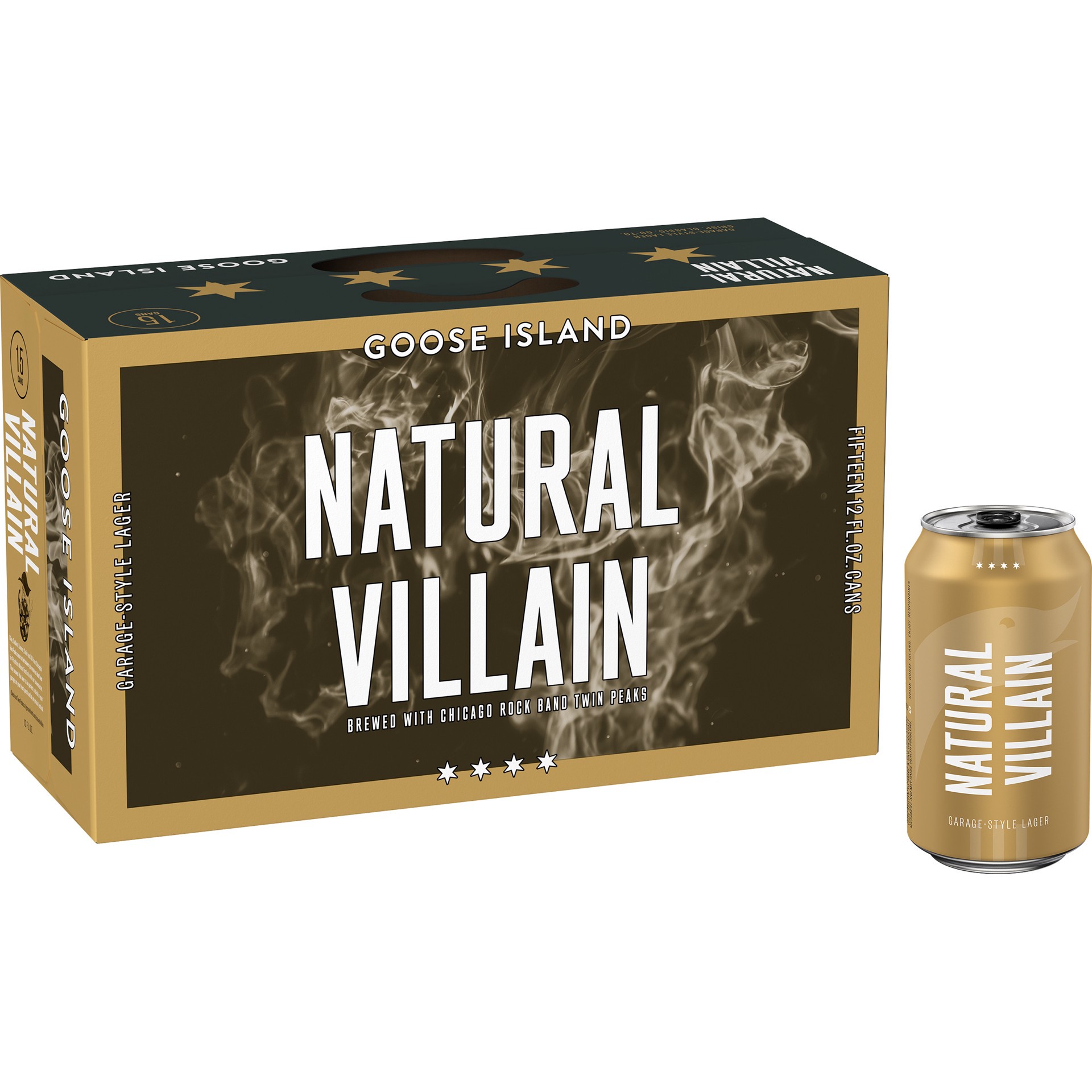 slide 3 of 5, Goose Island Beer Co. Goose Island Natural Villain Lager, 15 Pack 12 fl. oz. Cans, 15 ct