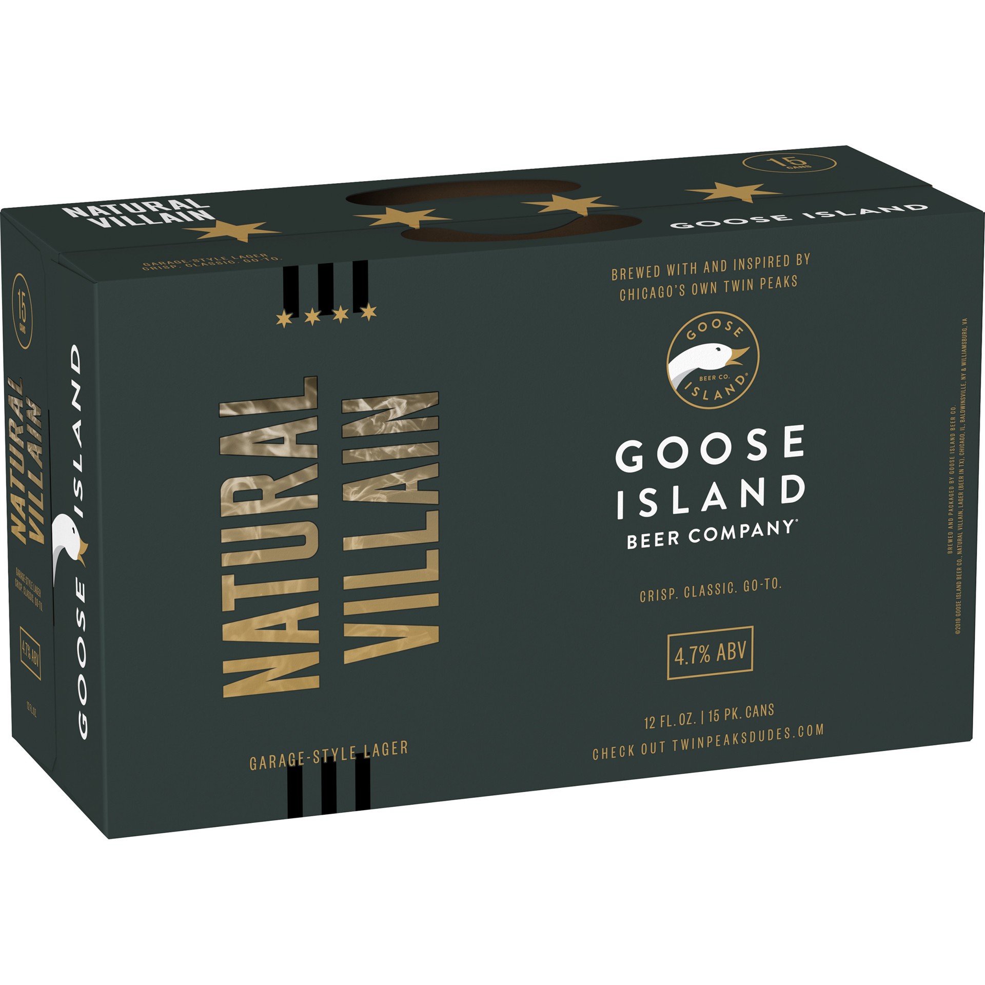 slide 4 of 5, Goose Island Beer Co. Goose Island Natural Villain Lager, 15 Pack 12 fl. oz. Cans, 15 ct