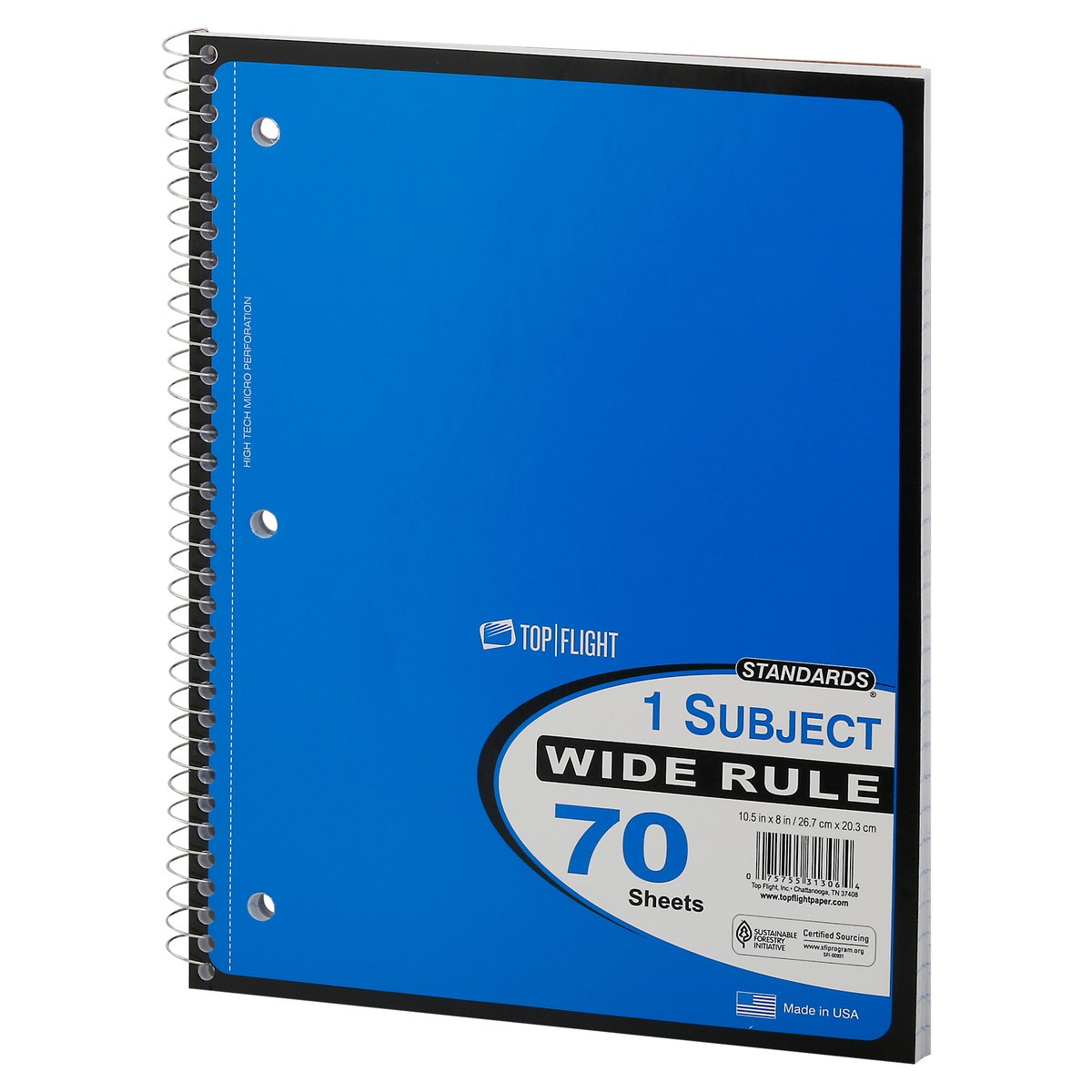 slide 6 of 9, Top Flight Wide Ruled 1subject Notebook, 70 ct