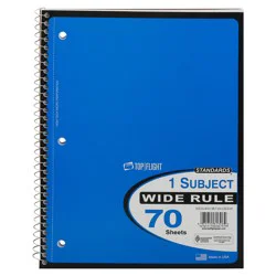Top Flight Wide Ruled 1subject Notebook