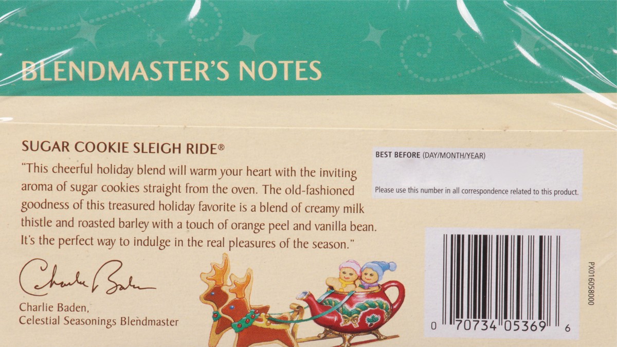 slide 3 of 10, Celestial Seasonings Caffeine Free Holiday Tea Bags Sugar Cookie Sleigh Ride Herbal Tea 18 ea, 18 ct