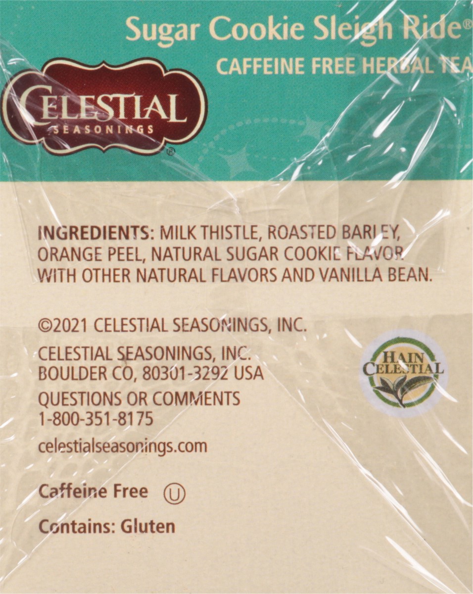 slide 9 of 10, Celestial Seasonings Caffeine Free Holiday Tea Bags Sugar Cookie Sleigh Ride Herbal Tea 18 ea, 18 ct