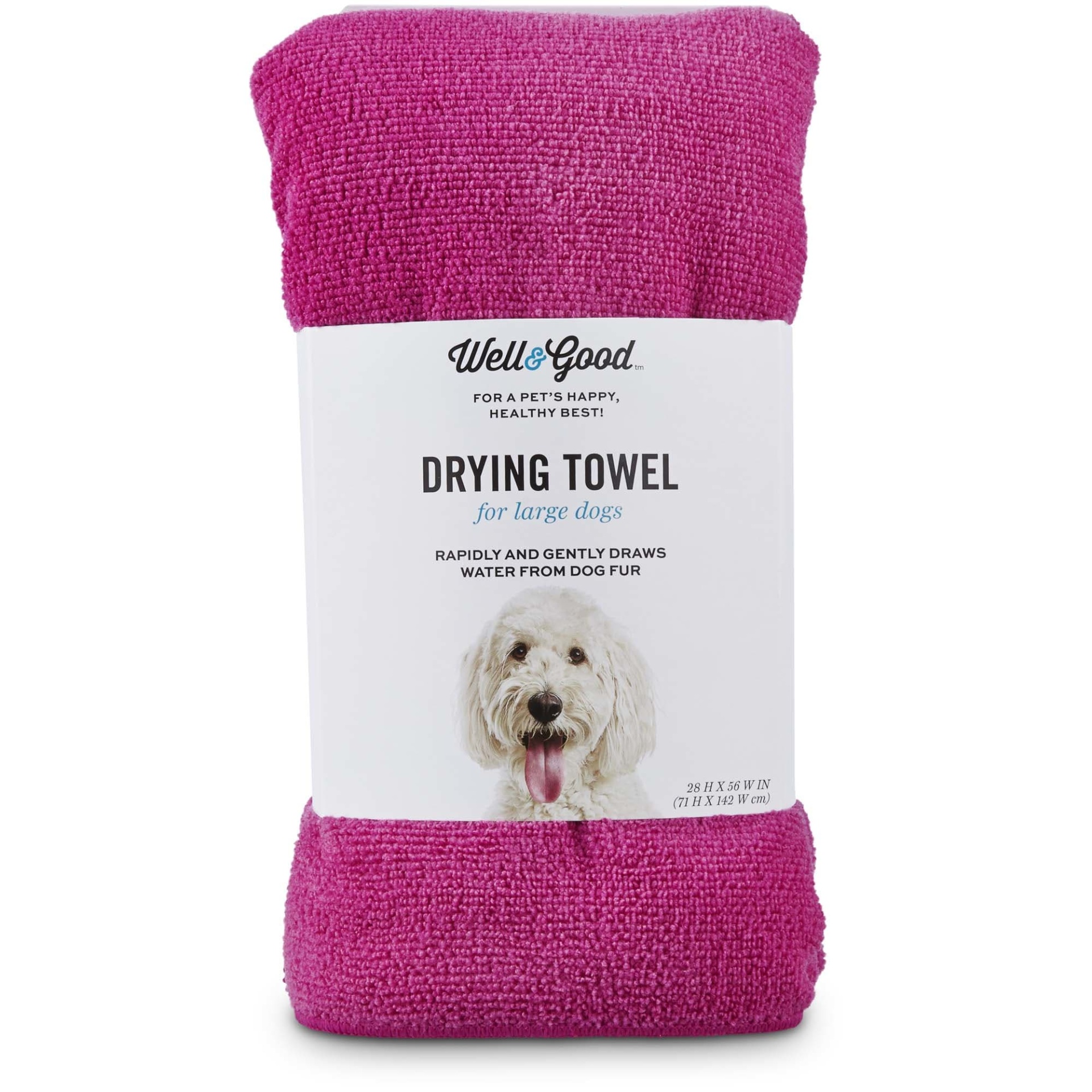 slide 1 of 1, Well & Good Pink Drying Towel for Dogs, LG