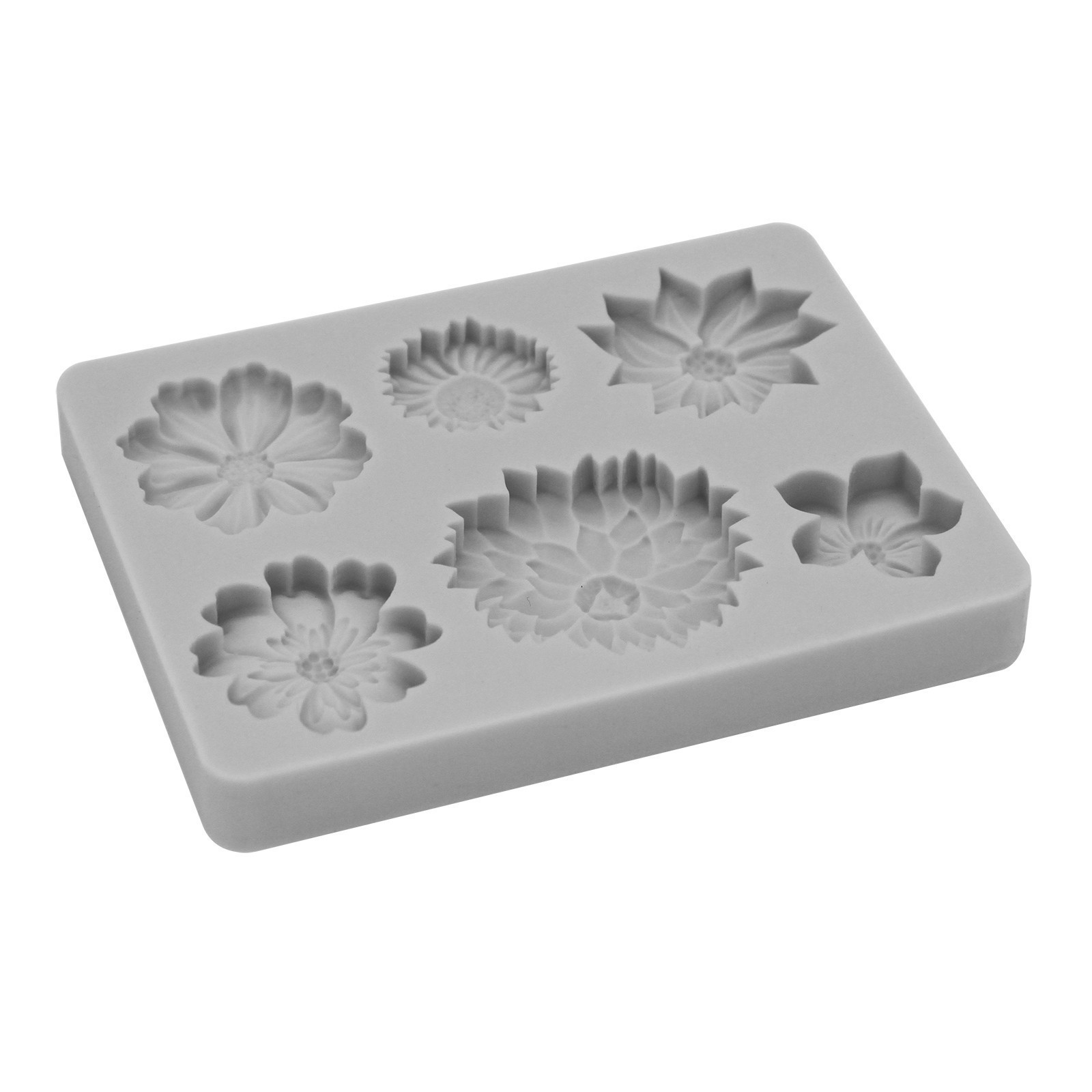 slide 2 of 3, Gray Flower Silicone Fondant Mold By Makery, 4 in x 3 in