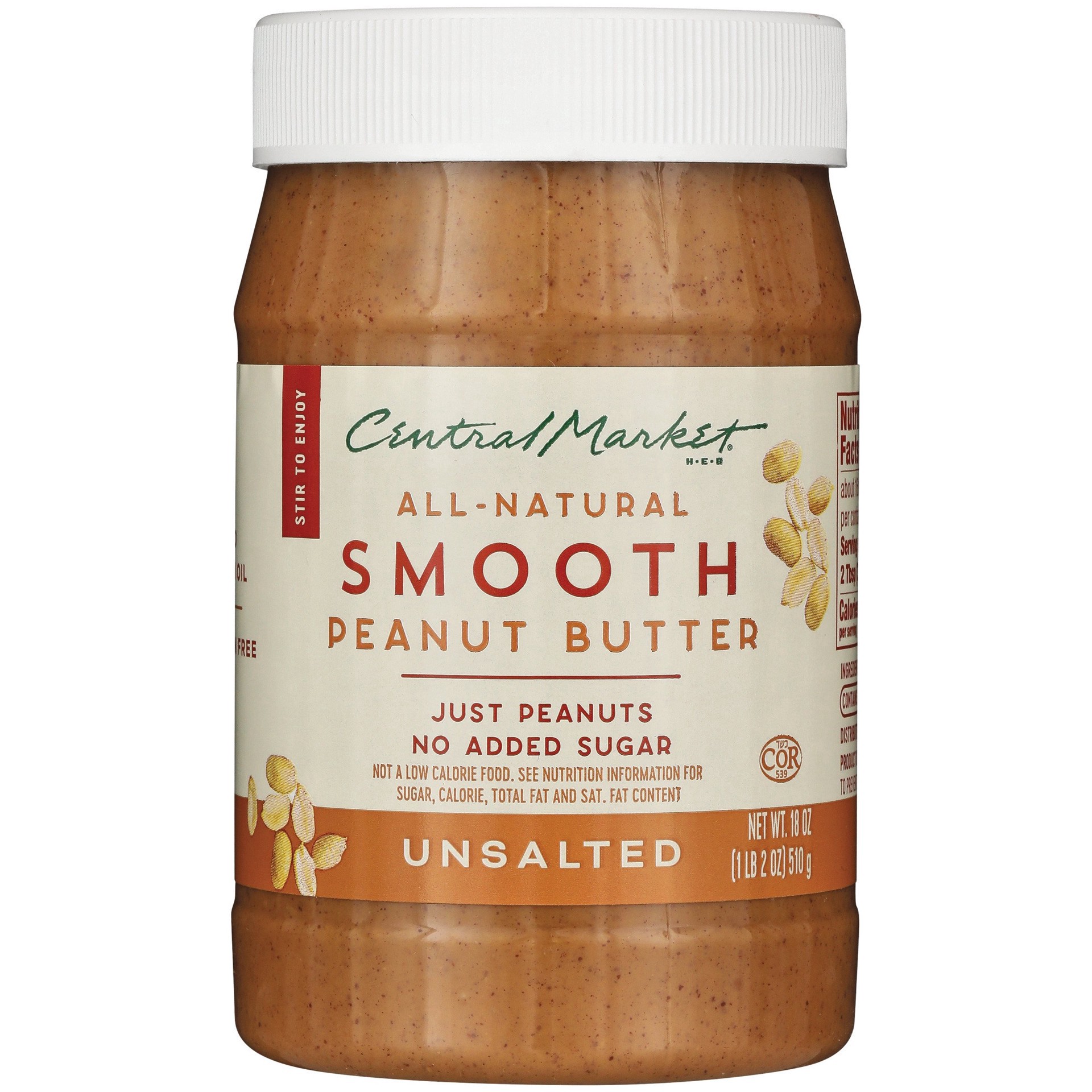 slide 1 of 1, Central Market Smooth Peanut Butter, 18 oz