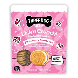 Three Dog Bakery Lick'n Crunch Dog Treats - Strawberry Shortcake Cookies