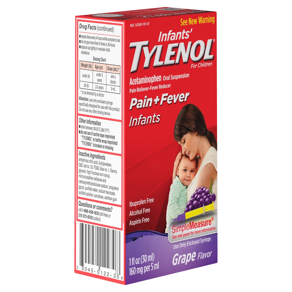 slide 3 of 6, Tylenol Infants' Tylenol Oral Suspension Liquid Medicine with Acetaminophen, Baby Fever Reducer & Pain Reliever for Minor Aches & Pains, Sore Throat, Headache & Toothache, Grape Flavor, 1 fl. oz, 1 fl oz
