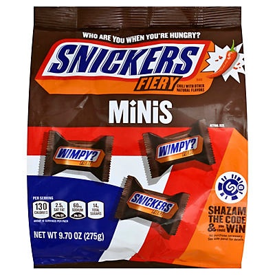 slide 1 of 1, Snickers Fiery Minis, 9.7 oz