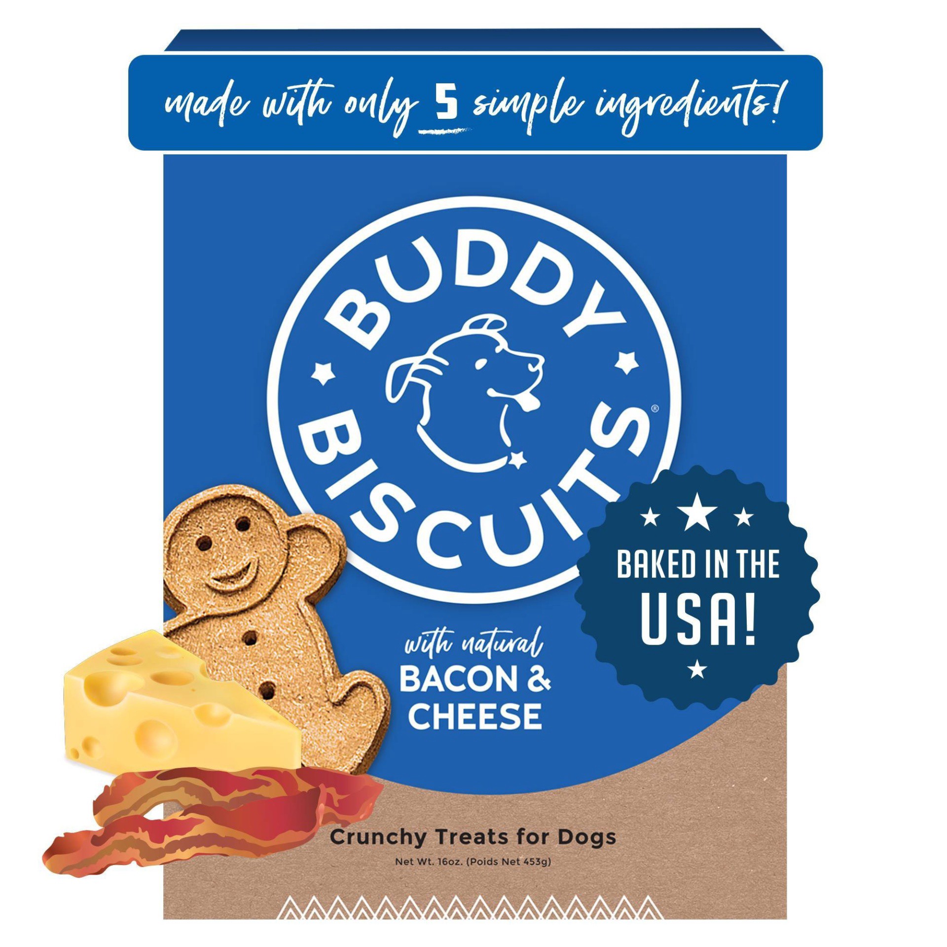 slide 1 of 6, Buddy Biscuits Crunchy Dog Treats, Bacon & Cheese, 16 oz. Box, 16 oz