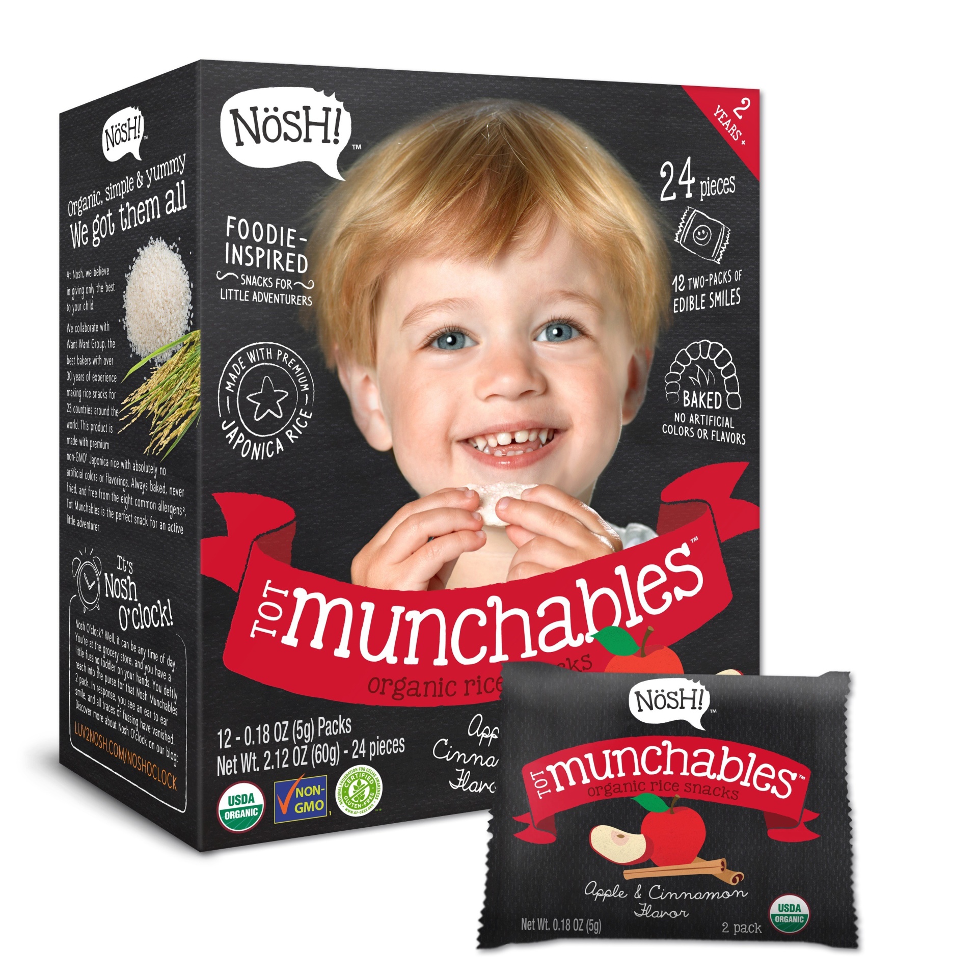 slide 1 of 1, Nosh Tot Munchables, Apple & Cinnamon, 24 ct; 2.12 oz