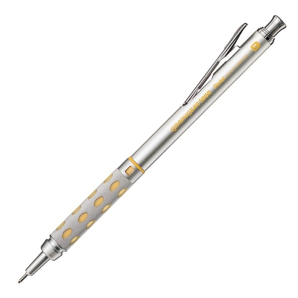 slide 1 of 2, Pentel Graph Gear 1000 Mechanical Drafting Pencil, Silver/Yellow Barrel, 0.9 mm