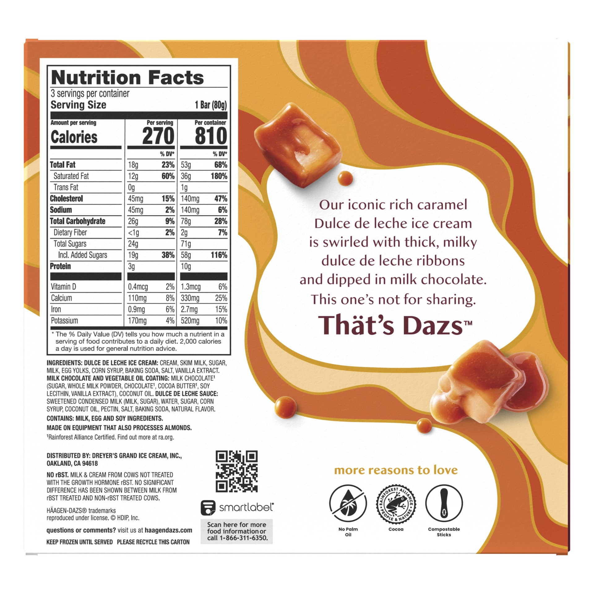 slide 3 of 5, Häagen-Dazs Dulce de Leche Snack Bars, 3 Count, 3 ct