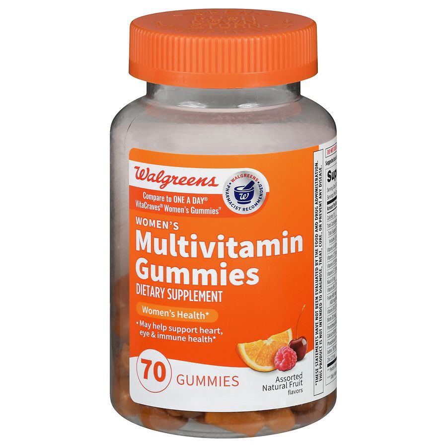 slide 1 of 5, Walgreens Women's Multivitamin Gummies Assorted Natural Fruit, 70 ct
