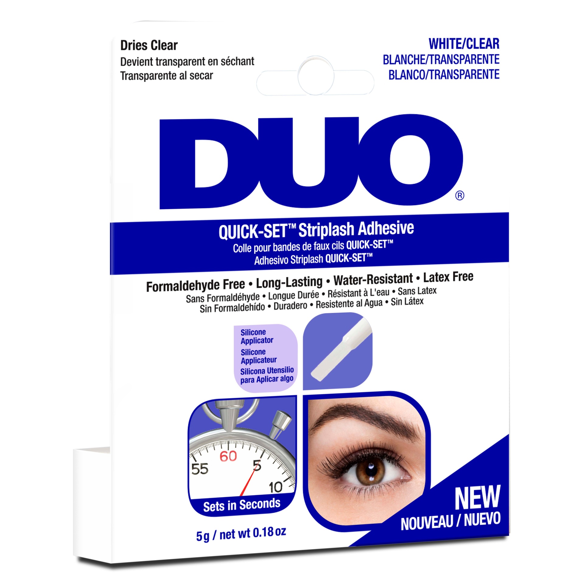 slide 1 of 1, DUO Quickset Striplash Adhesive Clear, 0.18 oz