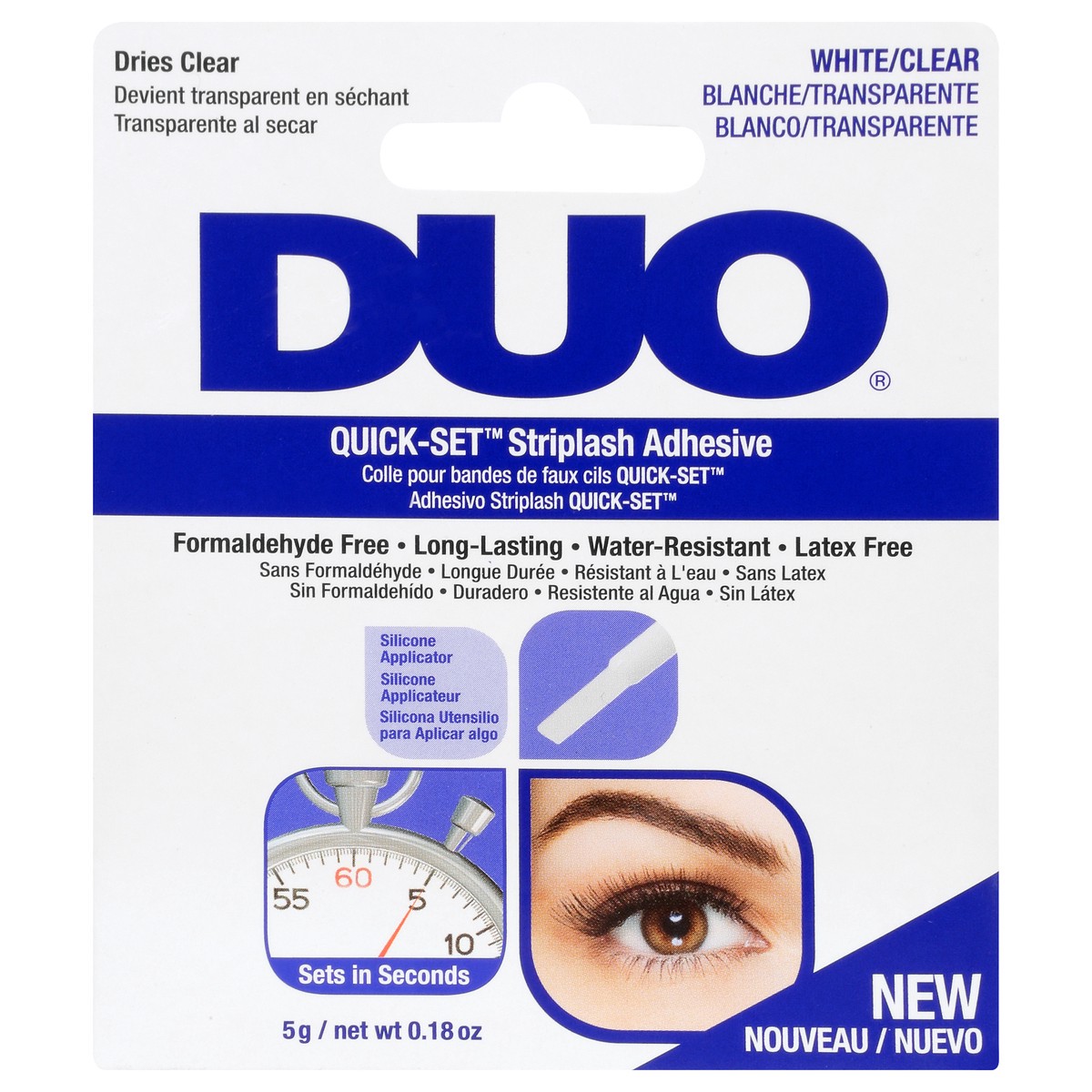 slide 1 of 9, DUO Quick-Set White/Clear Striplash Adhesive 5 g, 5 g