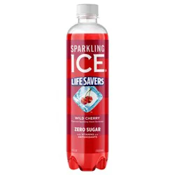 Sparkling Ice Life Savers Zero Sugar Wild Cherry Sparkling Water Bottle, 17 fl oz