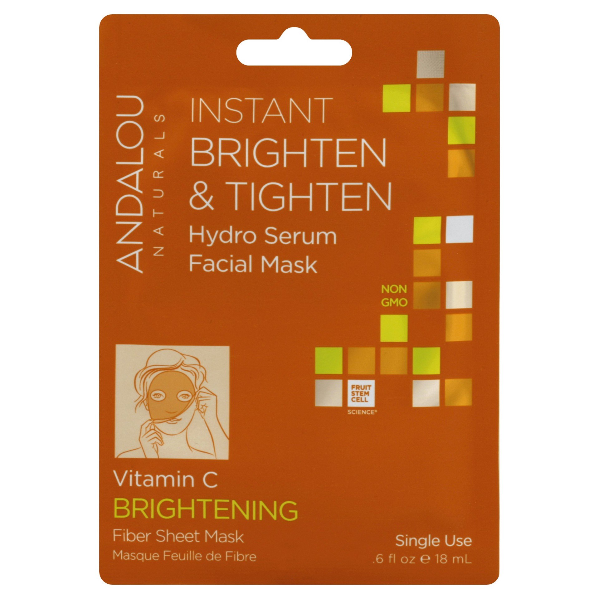 slide 1 of 9, Andalou Naturals Instant Brighten And Tighten Hydro Serum Facial Mask, 0.6 fl oz