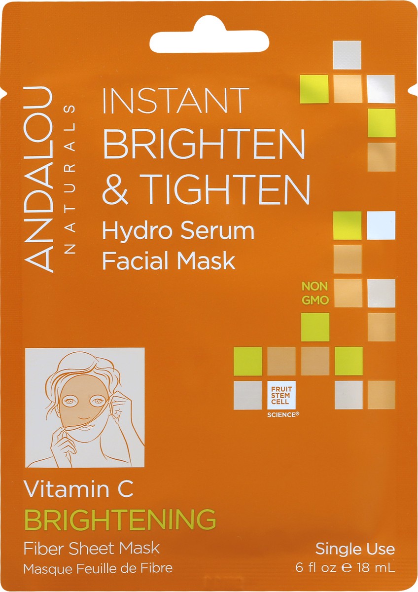 slide 2 of 9, Andalou Naturals Instant Brighten And Tighten Hydro Serum Facial Mask, 0.6 fl oz