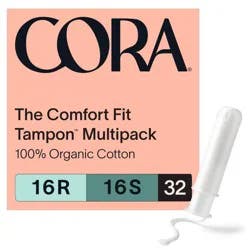 Cora Organic Cotton Tampons Regular/Super Multipack