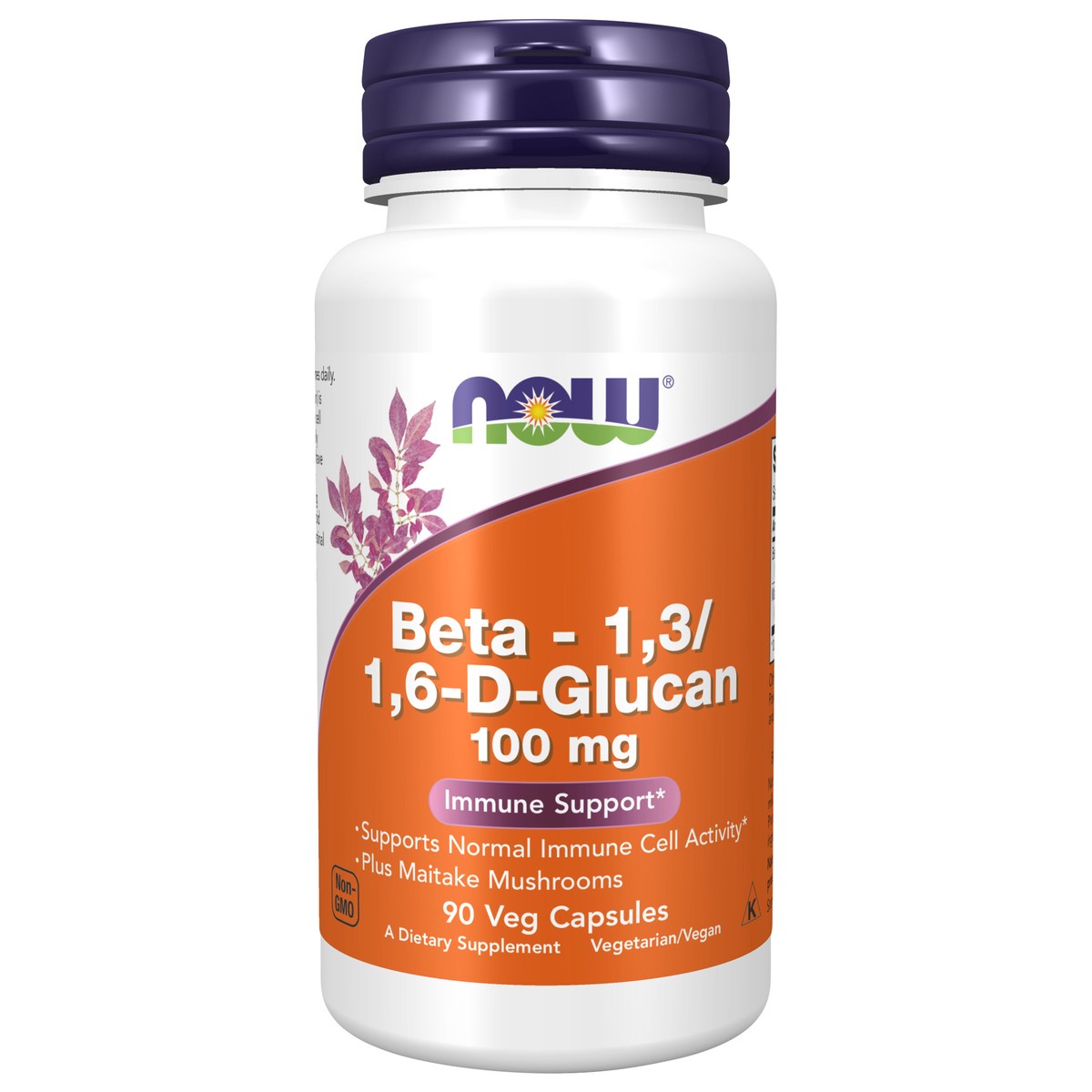 slide 1 of 4, NOW Beta 1,3/1,6- D -Glucan 100 mg - 90 Veg Capsules, 90 ct