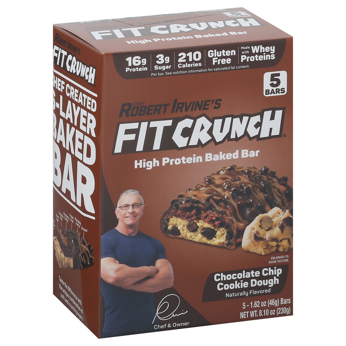 slide 4 of 11, FITCRUNCH Baked Chocolate Chip Cookie Dough Protein Bars 5 - 1.62 oz Wrappers, 5 ct