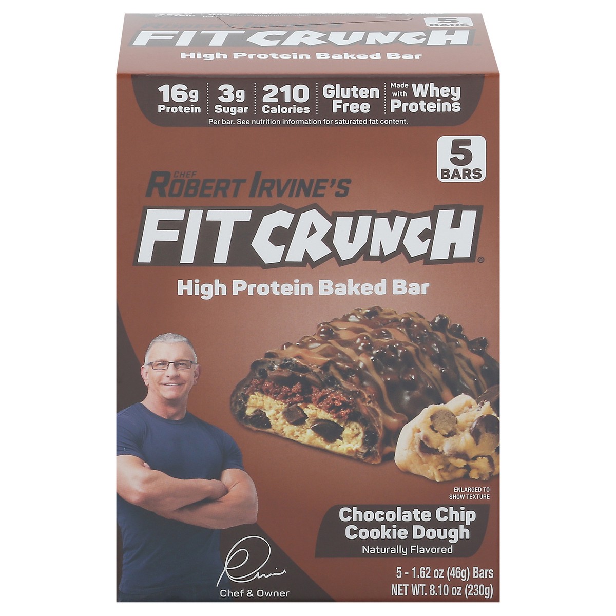 slide 1 of 11, FITCRUNCH Baked Chocolate Chip Cookie Dough Protein Bars 5 - 1.62 oz Wrappers, 5 ct