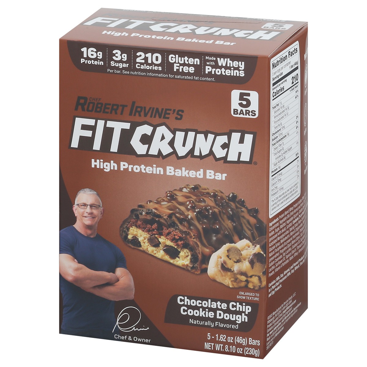 slide 2 of 11, FITCRUNCH Baked Chocolate Chip Cookie Dough Protein Bars 5 - 1.62 oz Wrappers, 5 ct