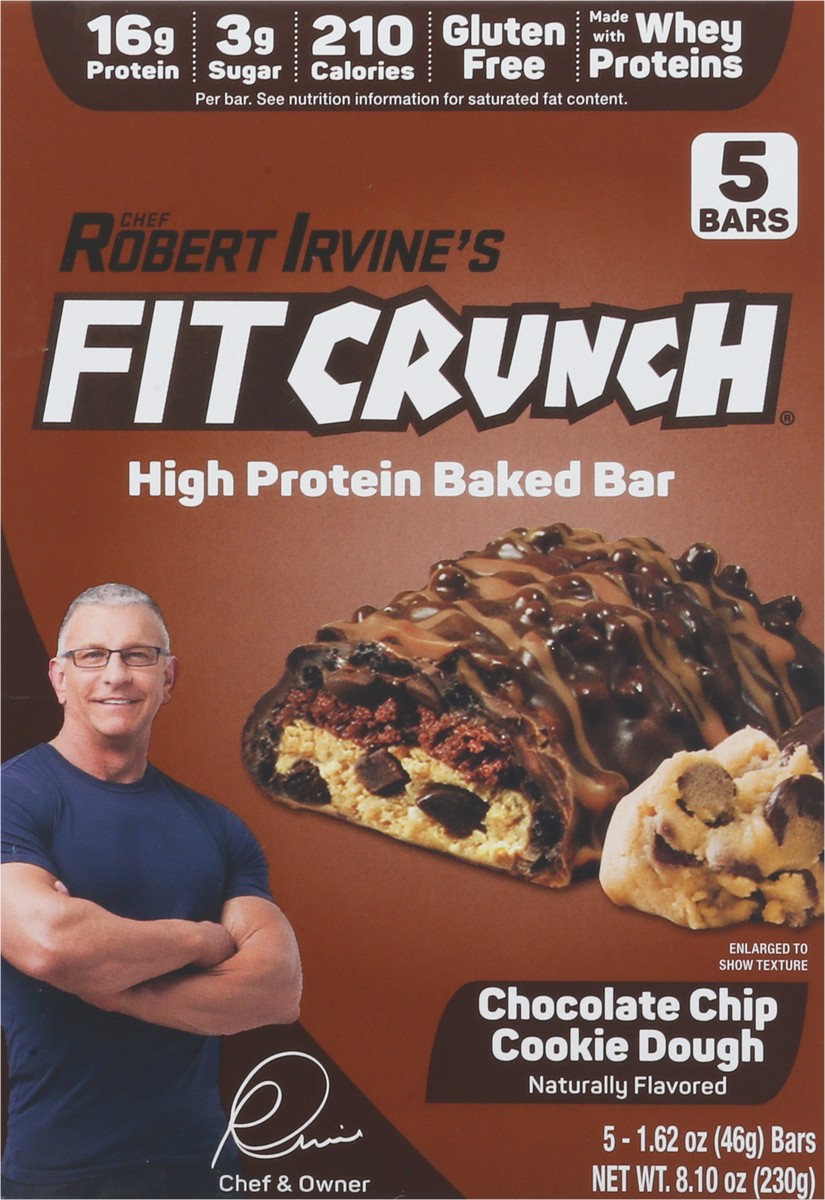 slide 7 of 11, FITCRUNCH Baked Chocolate Chip Cookie Dough Protein Bars 5 - 1.62 oz Wrappers, 5 ct