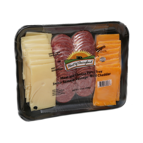 slide 1 of 1, Heart of Dairyland Summer Sausage And Assorted Cheese Party Tray, 12 oz